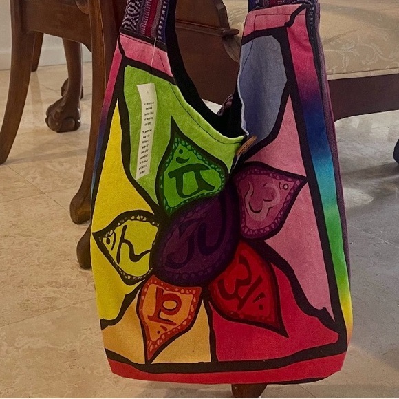Colorful Multicolor Women's OM Symbol Crossbody Shoulder Bohemian Bag NWT - Picture 3 of 8